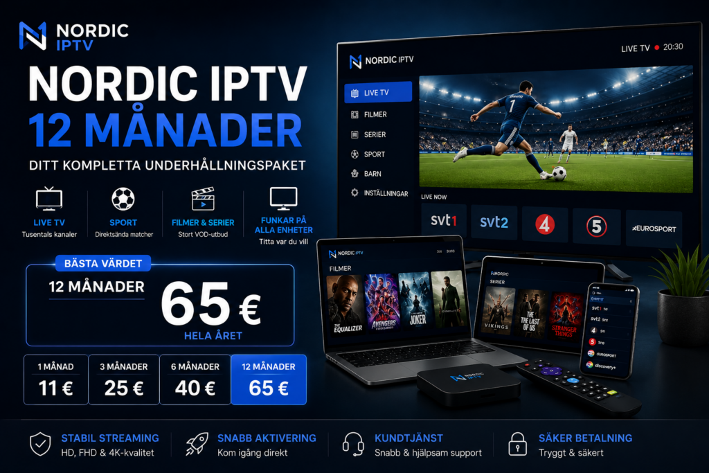 Nordic IPTV 12 Månader – Sport, Film & Live-TV